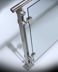 inox with stainless steel top rail & glass infill panels